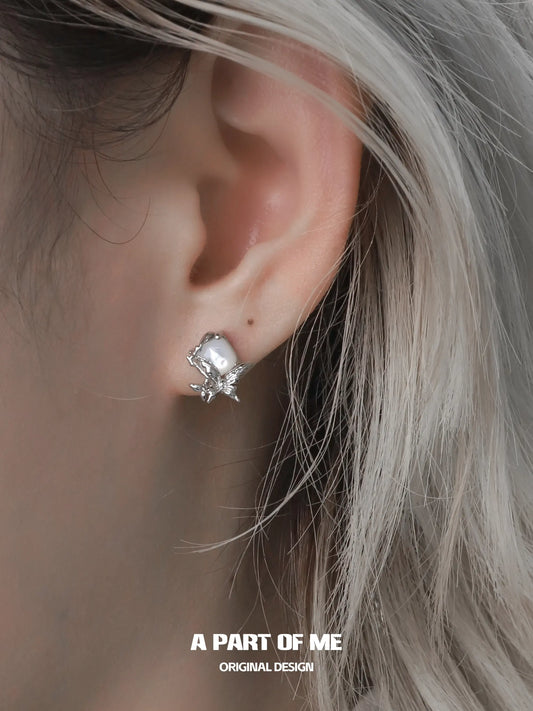 Whiterfly S925 Sterling Silver Natural White Shell Stud Earrings™