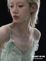 Winged Grace 18K Platinum Plating Green Fluorite Swallow Pendant Ear Clips™