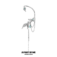 Aqua Fragments 18k Platinum Plating Fishtail Fringe Ear Hook Ear Clips™