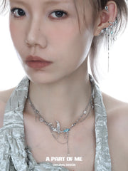 Aqua Fragments 18k Platinum Plating Fishtail Fringe Ear Hook Ear Clips™