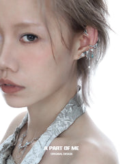 Aqua Fragments 18k Platinum Plating Fishtail Fringe Ear Hook Ear Clips™