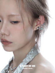 Aqua Fragments 18k Platinum Plating Fishtail Fringe Ear Hook Ear Clips™
