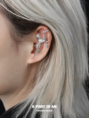 Aqua Fragments 18k Platinum Plating Fishtail Fringe Ear Hook Needle Piercing Earrings™
