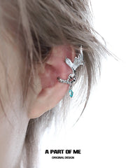 Aqua Fragments 18k Platinum Plating Fishtail Fringe Earclips Ear Clips™