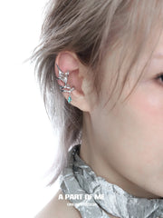 Aqua Fragments 18k Platinum Plating Fishtail Fringe Earclips Ear Clips™