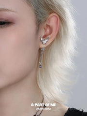 Aqua Fragments 18k Platinum Plating Fishtail Fringe Stud Earrings™