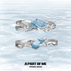 แหวนเงินสเตอร์ลิง S925 ของ Aqua Fragments™ ปรับขนาดได้