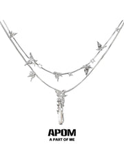 Beyond the Cocoon 18K Platinum Plated Multi-Layer Butterfly Pearl Zircon Necklace ™