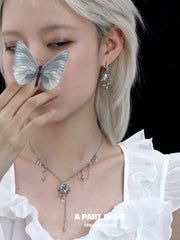 Beyond the Cocoon 18k Platinum Plating Butterfly Moon Stone Necklaces™