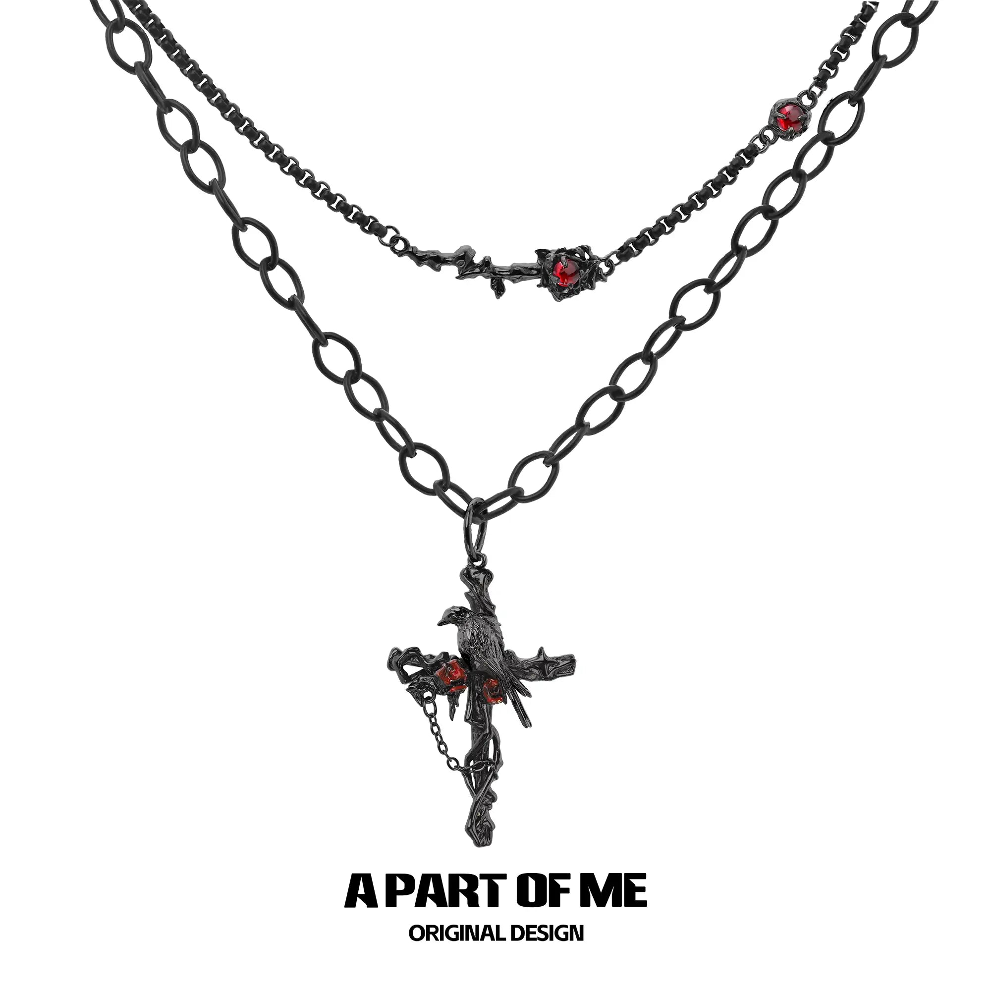 Dark Crows 18K Black Gold Plated  Colored Crystal Bead Pendant Necklace™