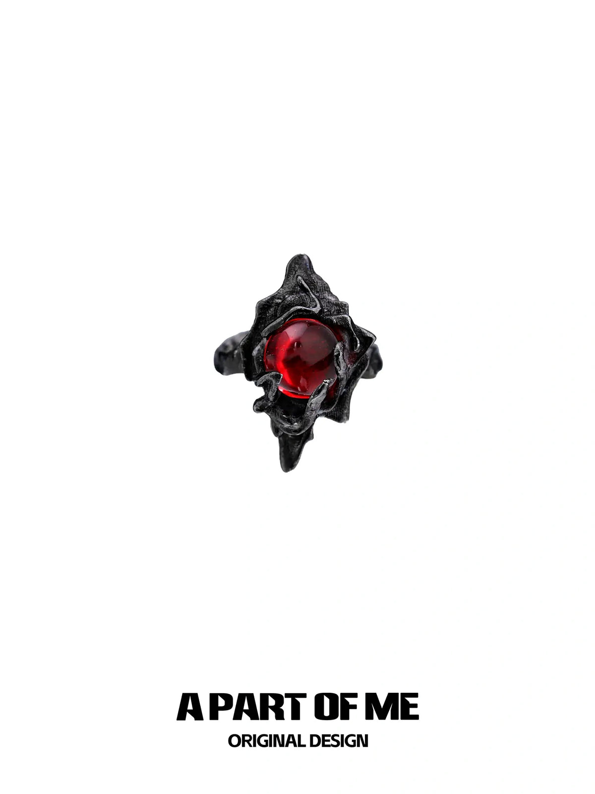 แหวนเปิดเล็บแบบสวมหัวลายเกราะสไตล์ดาร์ก Aesthetic ชุบทองคำดำ 18K ของ Dark Crows™