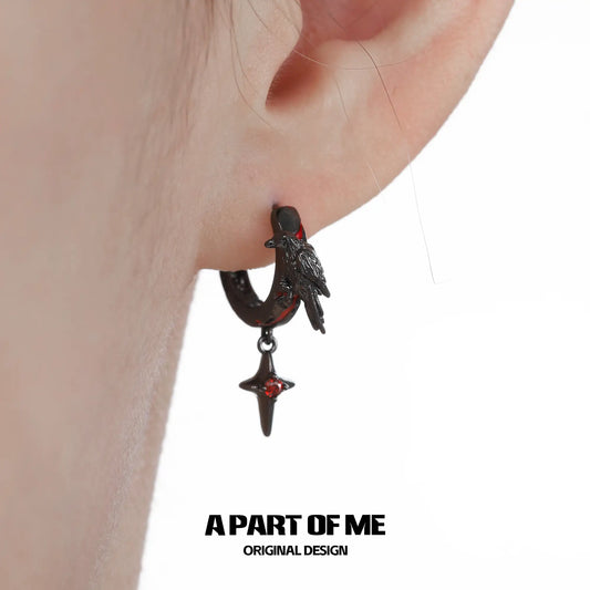Dark Crows 18K Black Gold Plated Dark Aesthetic Bloodstain Hoop Earrings™