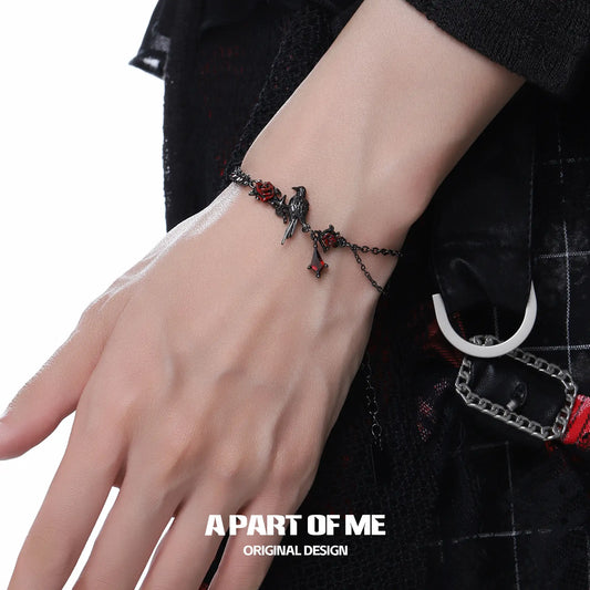Dark Crows 18K Black Gold Plated Dark Aesthetic Double-Layer Diamond-Set Adjustable Bracelet™