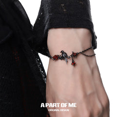 Dark Crows 18K Black Gold Plated Dark Aesthetic Double-Layer Diamond-Set Adjustable Bracelet™