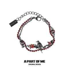 Dark Crows 18K Black Gold Plated Dark Aesthetic Double-Layer Diamond-Set Adjustable Bracelet™