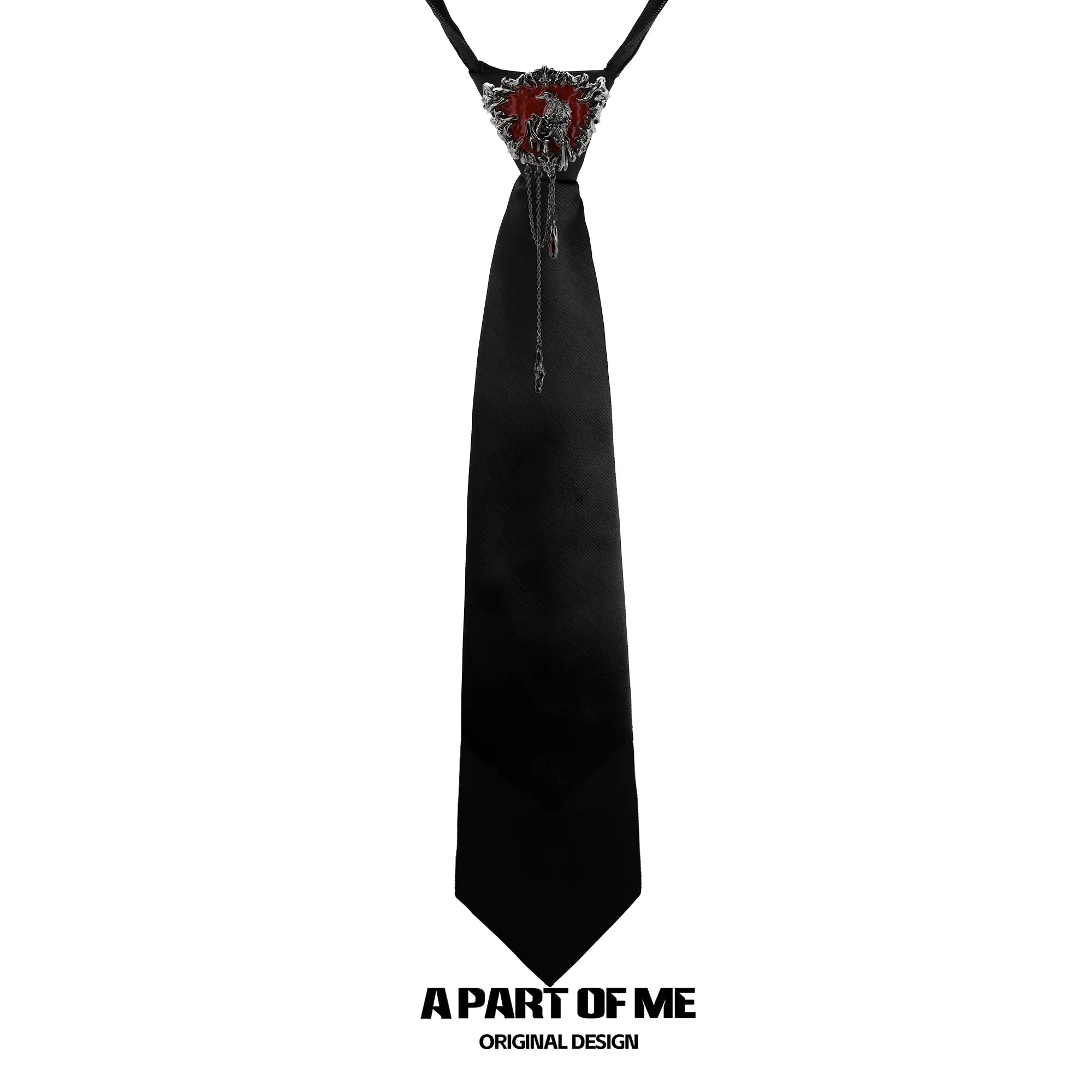 Dark Crows 18K Black Gold Plated Dark Aesthetic No-Tie Red Resin Crow Tie™