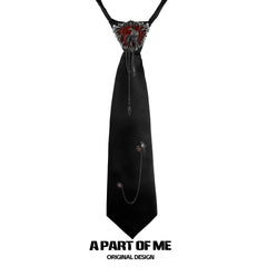 Dark Crows 18K Black Gold Plated Dark Aesthetic No-Tie Red Resin Crow Tie™