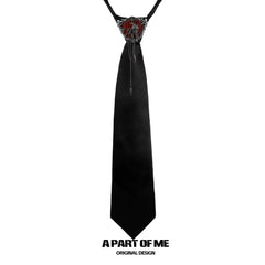 Dark Crows 18K Black Gold Plated Dark Aesthetic No-Tie Red Resin Crow Tie™