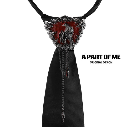 Dark Crows 18K Black Gold Plated Dark Aesthetic No-Tie Red Resin Crow Tie™