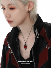 Dark Crows Red Agate 18K Black Gold Plated Dark Aesthetic Necklace™