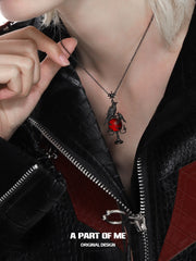 Dark Crows Red Agate 18K Black Gold Plated Dark Aesthetic Necklace™