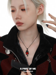 Dark Crows Red Agate 18K Black Gold Plated Dark Aesthetic Necklace™