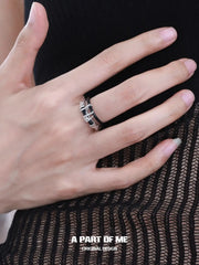 Dark Matter S925 Sterling Silver Resizeable Double-Layer Leather Rings™