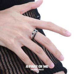 Dark Matter S925 Sterling Silver Resizeable Double-Layer Leather Rings™