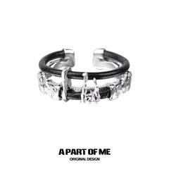 Dark Matter S925 Sterling Silver Resizeable Double-Layer Leather Rings™