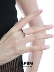 Dark Matter S925 Sterling Silver Resizeable Leather Rings™