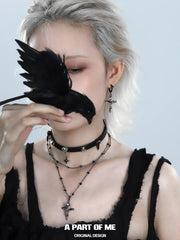 Dark Crows 18K Platinum Plating Captive Raven Cross Earrings™