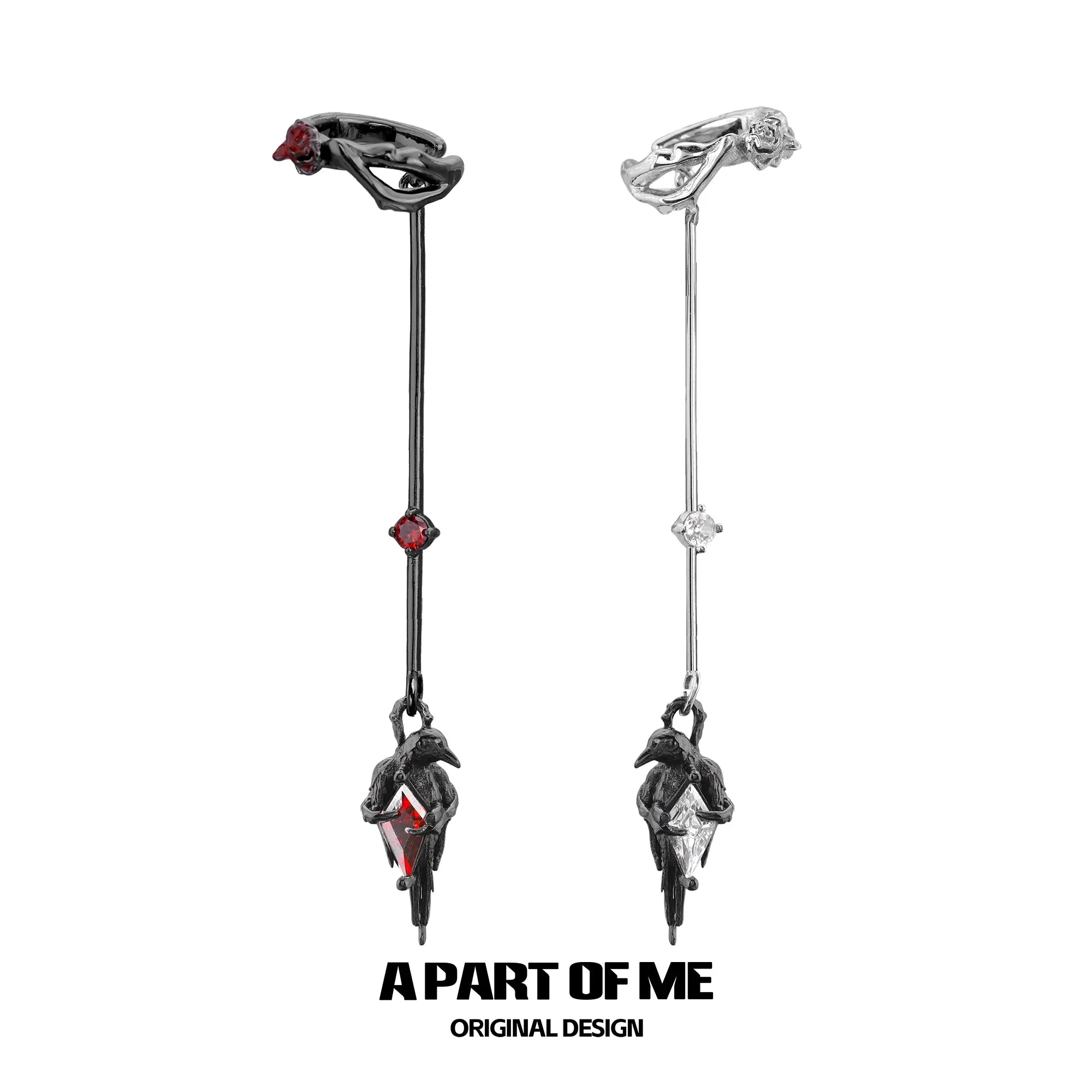 Dark Crows 18K Platinum Plating Crystal Pendant Earclips Ear Clips™