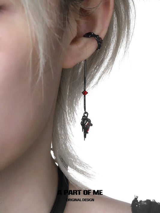 Dark Crows 18K Platinum Plating Crystal Pendant Earclips Ear Clips™