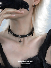Dark Crows 18K Platinum Plating Leather Captive Raven Cross Chokers Necklaces™