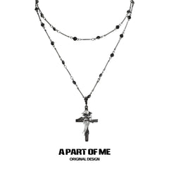 Dark Crows 18K Platinum Plating Leather Captive Raven Cross Chokers Necklaces™