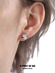 Dark Crows S925 18K Platinum Plating Natural Agate Stud Earrings™