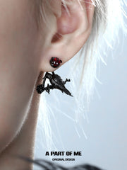 Dark Crows S925 18K Platinum Plating Red Crystal Detachable Earrings™