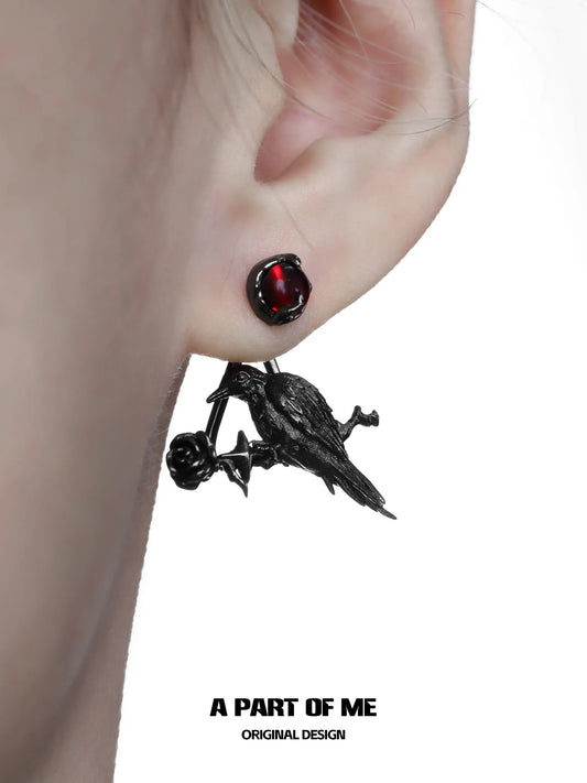 Dark Crows S925 18K Platinum Plating Red Crystal Detachable Earrings™