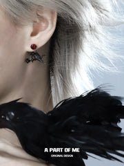 Dark Crows S925 18K Platinum Plating Red Crystal Detachable Earrings™