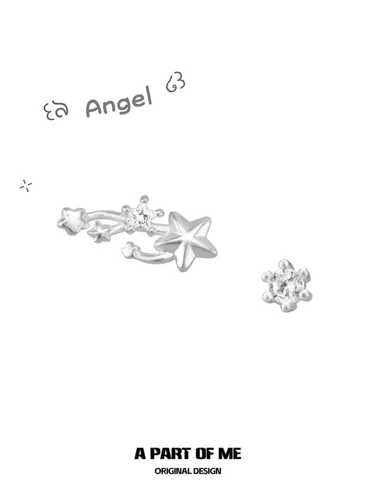 Divine Plume 925 Platinum Plating Tiny Star Stud Earrings™