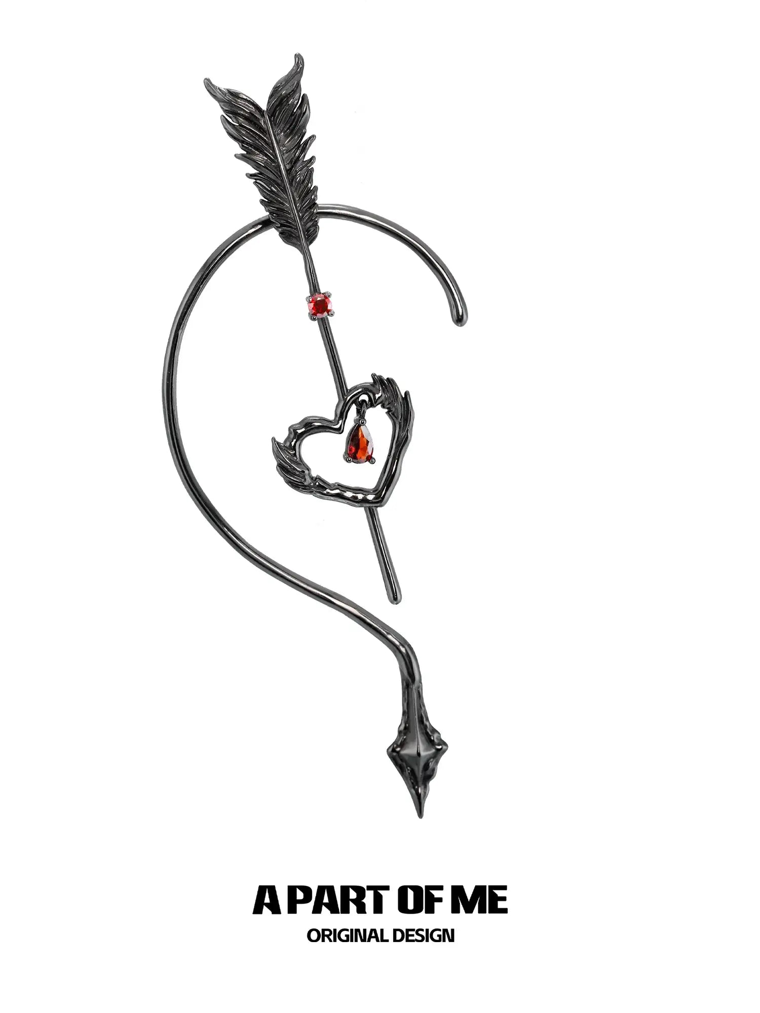 Divine Plume Cupid's Arrow Red Zircon 18K Black Gold Plated Ear Hook Ear Clip™