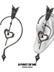 Divine Plume Cupid's Arrow Red Zircon 18K Black Gold Plated Ear Hook Ear Clip™