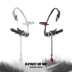 Divine Plume Dove＆Crow 18K Platinum Plated Slyus Zircon Ear Hook Earclips™
