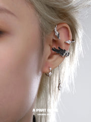 Divine Plume Dove＆Crow 18K Platinum Plated Slyus Zircon Ear Hook Earclips™