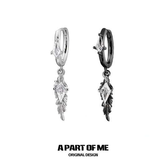 Divine Plume Dove＆Crow 18K Platinum Plated Zircon Earrings™