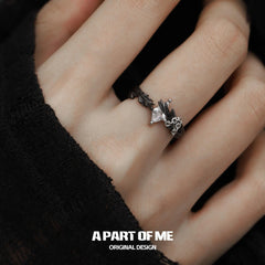 Divine Plume Dove＆Crow 925 Sterling Silver Slyus Zircon Wing Ring™