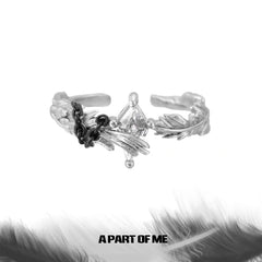 Divine Plume Dove＆Crow 925 Sterling Silver Slyus Zircon Wing Ring™