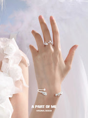 Divine Plume Platinum-Plated Angel Feather Adjustable Open Bangle™