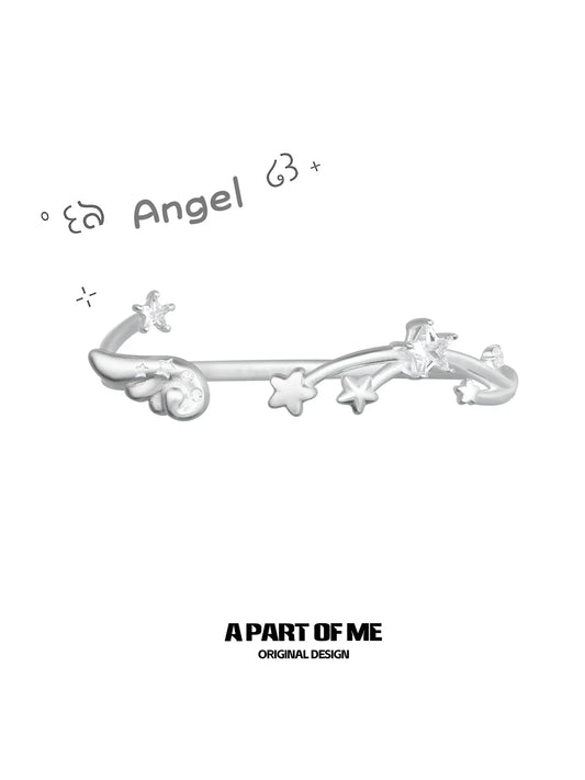 Divine Plume Platinum-Plated Angel Feather Adjustable Open Bangle™