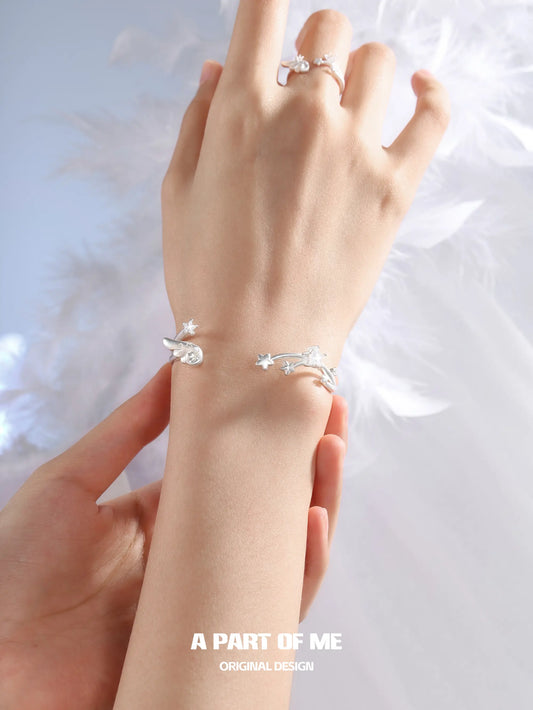 Divine Plume Platinum-Plated Angel Feather Adjustable Open Bangle™